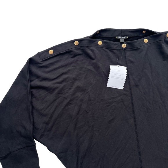 Stella & Dot Womens Large Black Gold Snap Boatneck Dolman Sleeve Jersey Knit Top - Picture 9 of 15